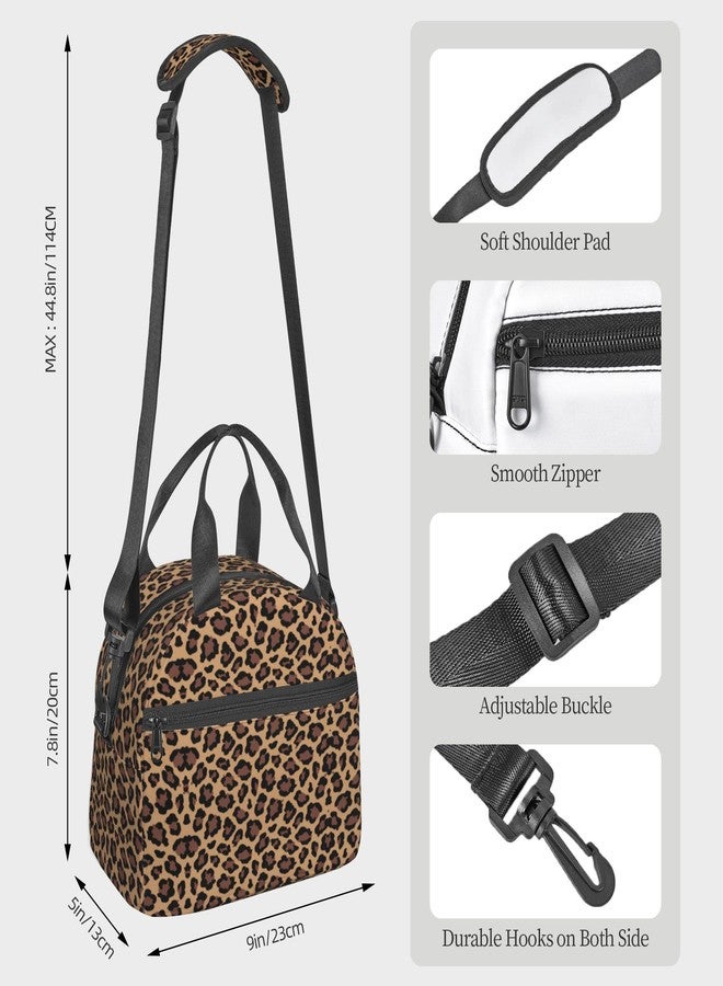 ARESD Leopard Print Lunch Bag, Reusable Leopard Cheetah Lunch Box for Boys Girls, Insulated Cooler Bag Lunch Tote Bag with Shoulder Strap for School Office Picnic Travel - Image 5